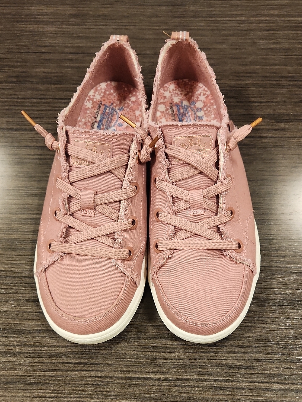BOBS from Skechers Women’s Blush Pink Canvas Lace-Up Sneakers